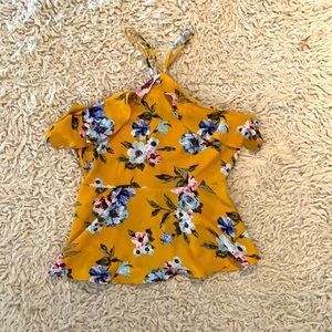 Structured Yellow Flower Halter Top